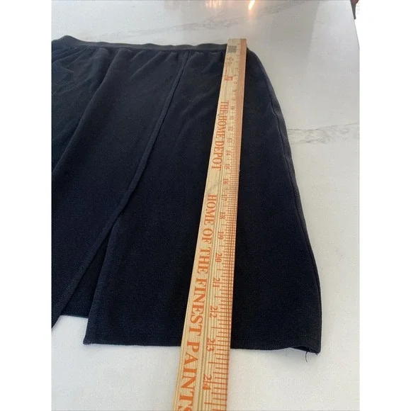 Exclusively Misook Skirt Black Pencil Straight Pull On Stretch Knitted Slit - Picture 4 of 6